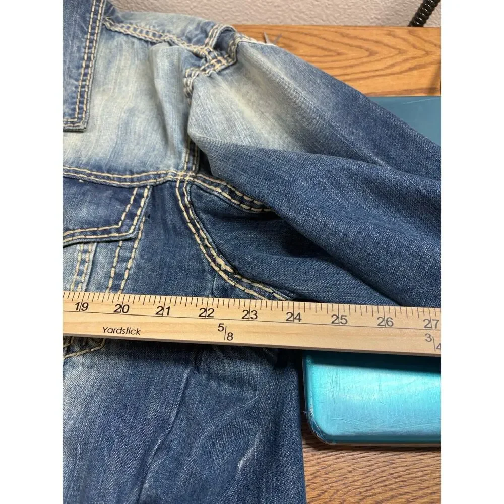 Rivet‎ de Cru Jacket Mens Size 3X Classic Trucker Denim Stitched Moto Distressed